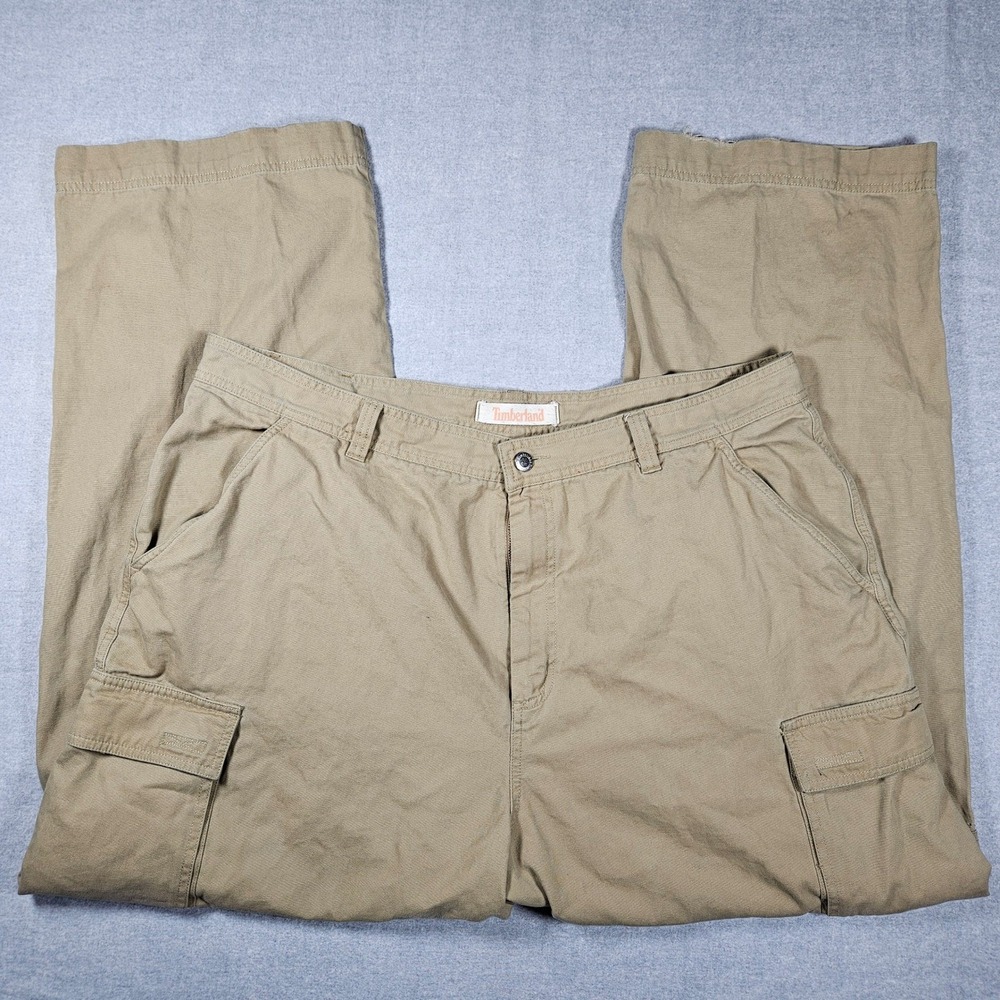 Timberland Mens Cargo‎ Pants 42 Tan Khaki Cotton Canvas Straight Leg Workwear